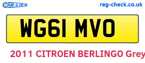 WG61MVO are the vehicle registration plates.