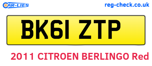 BK61ZTP are the vehicle registration plates.