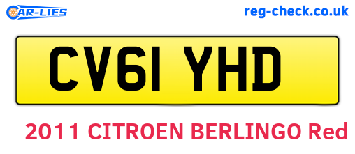 CV61YHD are the vehicle registration plates.