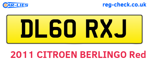 DL60RXJ are the vehicle registration plates.
