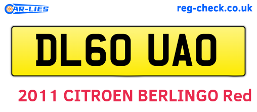 DL60UAO are the vehicle registration plates.