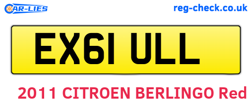 EX61ULL are the vehicle registration plates.