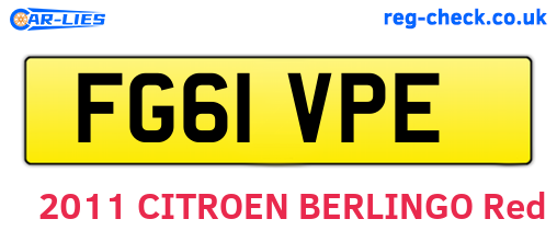 FG61VPE are the vehicle registration plates.
