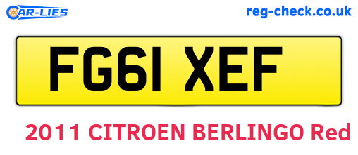 FG61XEF are the vehicle registration plates.