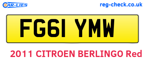 FG61YMW are the vehicle registration plates.