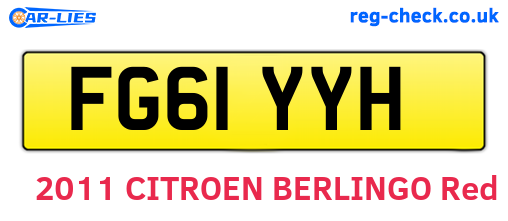 FG61YYH are the vehicle registration plates.
