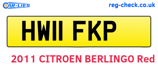HW11FKP are the vehicle registration plates.
