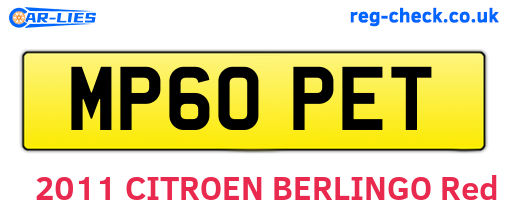 MP60PET are the vehicle registration plates.