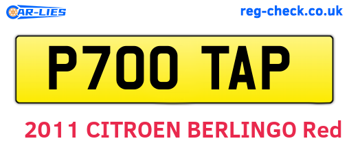 P700TAP are the vehicle registration plates.