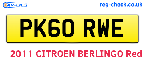 PK60RWE are the vehicle registration plates.