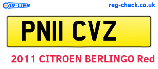 PN11CVZ are the vehicle registration plates.