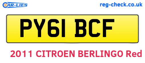 PY61BCF are the vehicle registration plates.