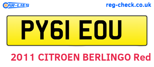 PY61EOU are the vehicle registration plates.