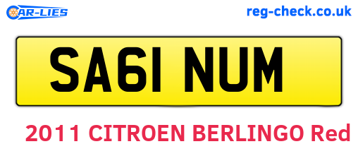 SA61NUM are the vehicle registration plates.