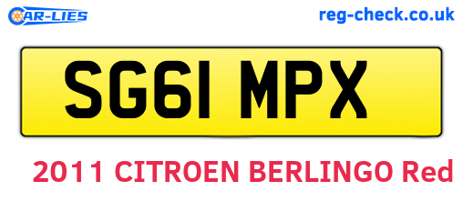 SG61MPX are the vehicle registration plates.