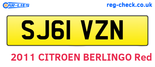 SJ61VZN are the vehicle registration plates.