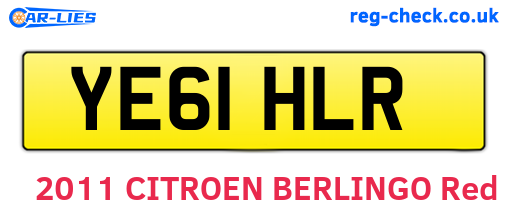 YE61HLR are the vehicle registration plates.