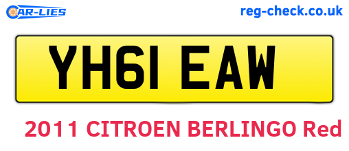 YH61EAW are the vehicle registration plates.