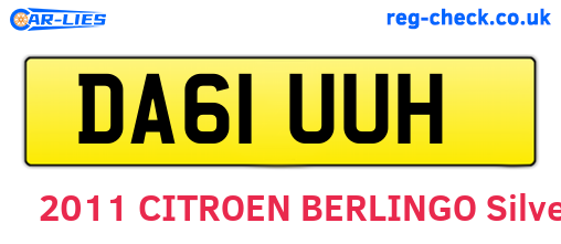 DA61UUH are the vehicle registration plates.