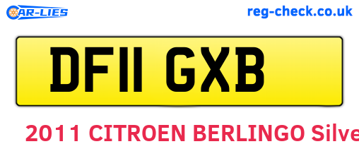 DF11GXB are the vehicle registration plates.