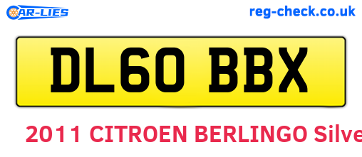 DL60BBX are the vehicle registration plates.