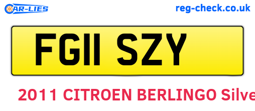 FG11SZY are the vehicle registration plates.