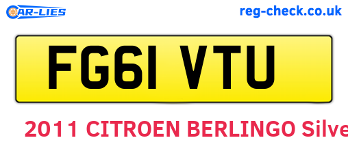 FG61VTU are the vehicle registration plates.