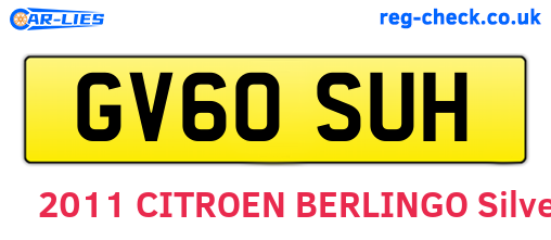 GV60SUH are the vehicle registration plates.