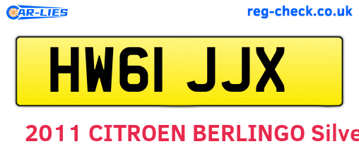 HW61JJX are the vehicle registration plates.