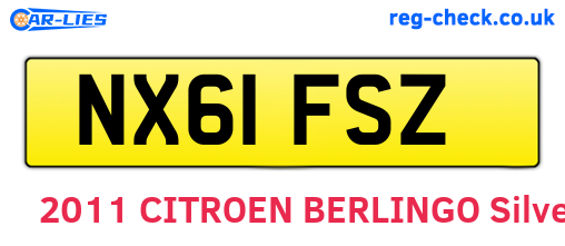 NX61FSZ are the vehicle registration plates.