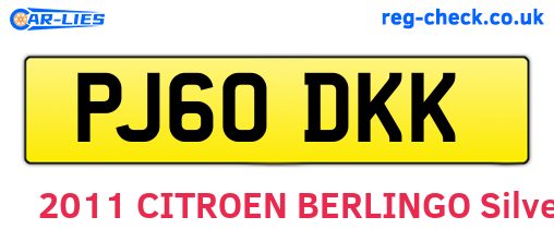 PJ60DKK are the vehicle registration plates.