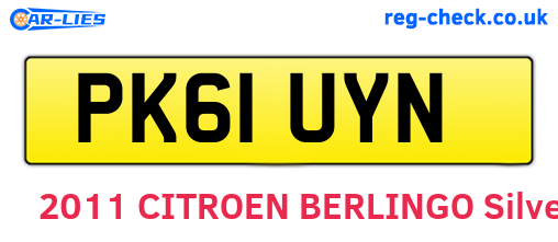 PK61UYN are the vehicle registration plates.