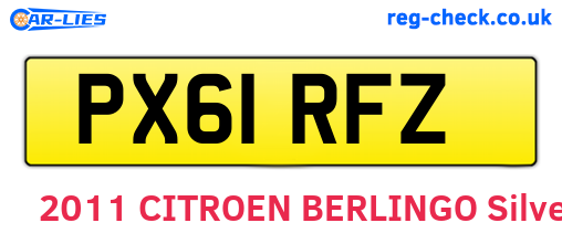 PX61RFZ are the vehicle registration plates.