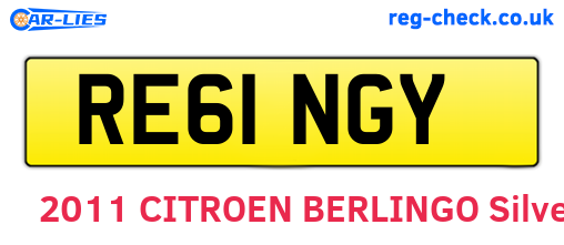 RE61NGY are the vehicle registration plates.