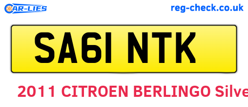 SA61NTK are the vehicle registration plates.