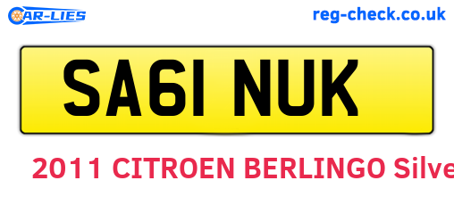 SA61NUK are the vehicle registration plates.
