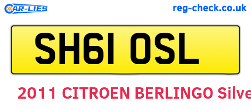 SH61OSL are the vehicle registration plates.