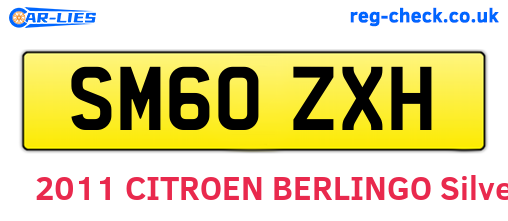 SM60ZXH are the vehicle registration plates.