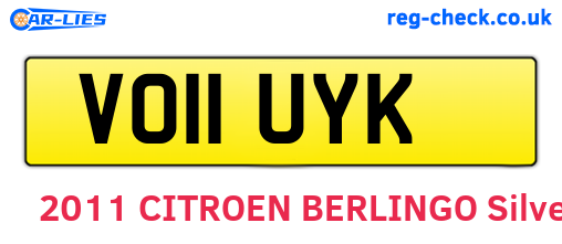 VO11UYK are the vehicle registration plates.