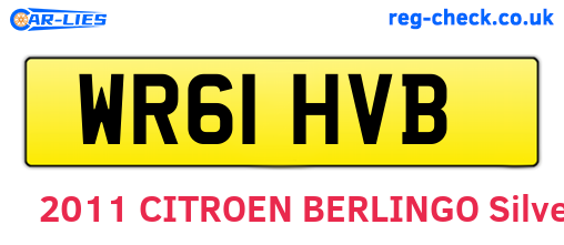 WR61HVB are the vehicle registration plates.