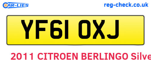 YF61OXJ are the vehicle registration plates.