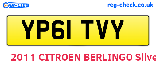 YP61TVY are the vehicle registration plates.