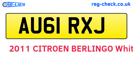 AU61RXJ are the vehicle registration plates.