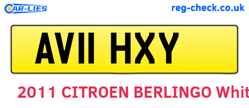 AV11HXY are the vehicle registration plates.
