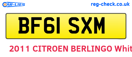 BF61SXM are the vehicle registration plates.