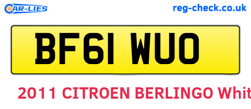 BF61WUO are the vehicle registration plates.