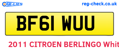 BF61WUU are the vehicle registration plates.