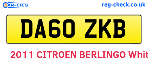 DA60ZKB are the vehicle registration plates.