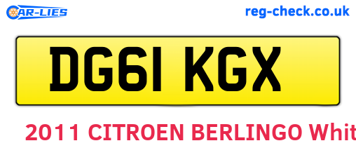 DG61KGX are the vehicle registration plates.