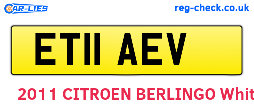 ET11AEV are the vehicle registration plates.